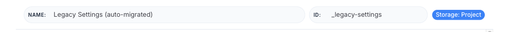 The editor subheader: Name / ID / Storage field pills with the inline ID-collision warning visible next to the ID field.