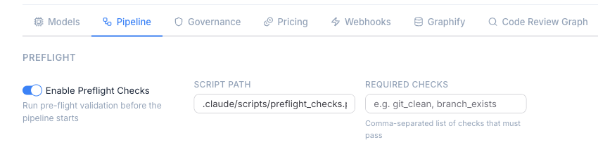 The Preflight panel with per-check toggles.